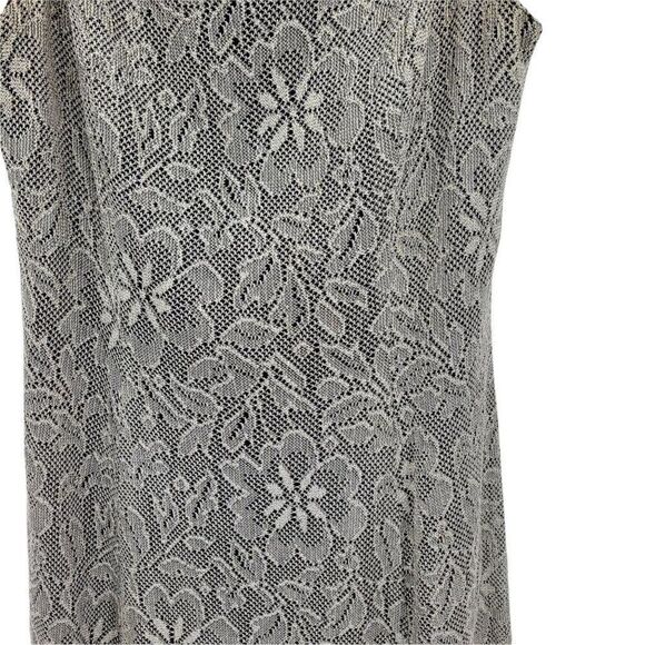 Vintage 80's Formal Eggplant Metallic Crochet Lace Overlay Sleeveless Gown Sz M - Picture 8 of 15